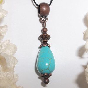 Necklace, Turquoise Necklace, Beaded Necklace, Turquoise Blue and Copper, 7498